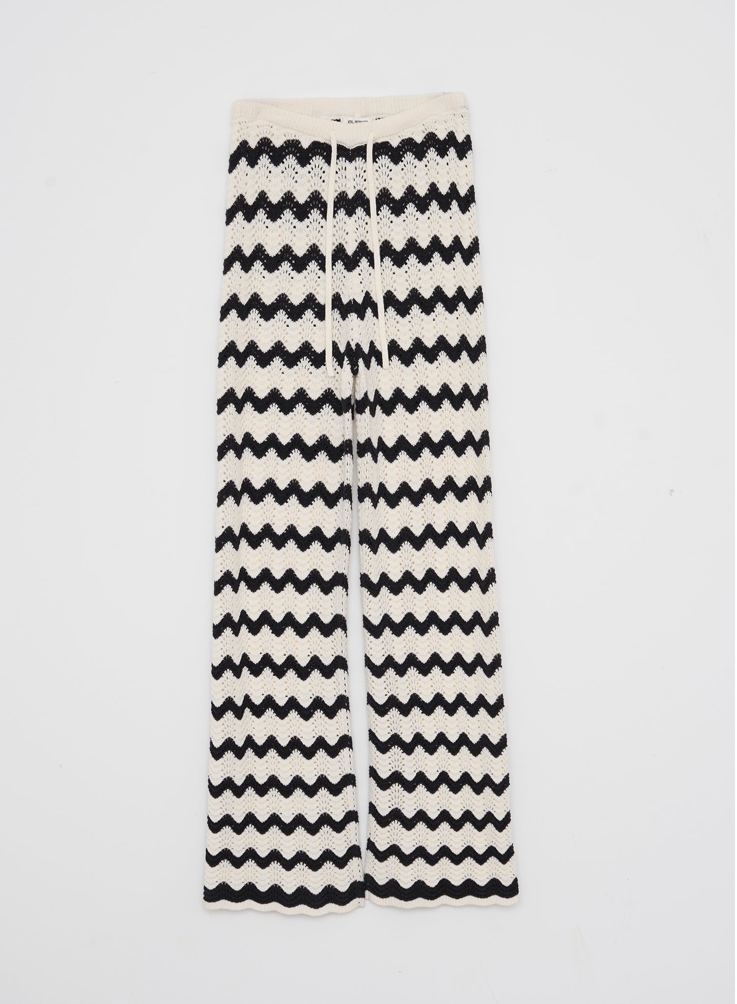 Navy And Cream Wave Crochet Trouser